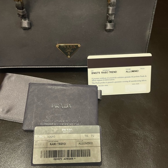 Authentic! Prada gray satin mini bag with top handle. - Picture 8 of 13